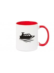 Kaffeepott Motorboot, Yacht, Boot, Kapitän, rot