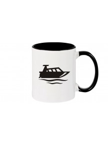 Kaffeepott Motorboot, Yacht, Boot, Kapitän, schwarz