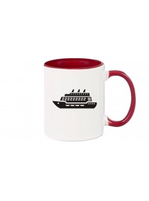 Kaffeepott Kreuzfahrtschiff, Passagierschiff, burgundy