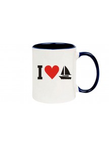 Kaffeepott I Love Segelboot, Kapitän, Skipper, blau