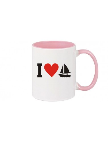 Kaffeepott I Love Segelboot, Kapitän, Skipper, rosa
