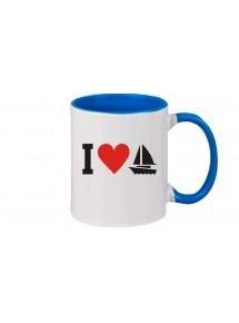 Kaffeepott I Love Segelboot, Kapitän, Skipper, royal
