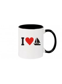 Kaffeepott I Love Segelboot, Kapitän, Skipper, schwarz