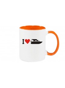 Kaffeepott I Love Yacht, Kapitän, Skipper, orange