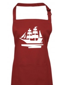 Kochschürze, Segelboot, Boot, Skipper, Kapitän, burgundy