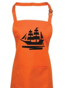 Kochschürze, Segelboot, Boot, Skipper, Kapitän, orange