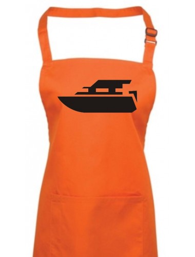 Kochschürze, Motorboot, Yacht, Boot, Skipper, Kapitän, orange