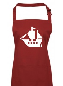 Kochschürze, Winkingerschiff, Boot, Skipper, Kapitän, burgundy