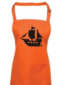Kochschürze, Winkingerschiff, Boot, Skipper, Kapitän, orange