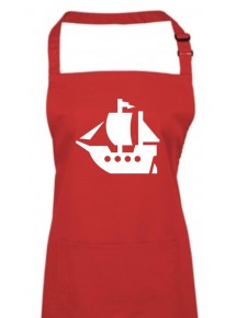 Kochschürze, Winkingerschiff, Boot, Skipper, Kapitän, rot