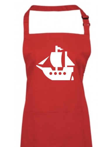 Kochschürze, Winkingerschiff, Boot, Skipper, Kapitän, rot