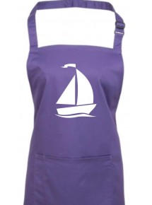 Kochschürze, Segelboot, Jolle, Skipper, Kapitän, purple