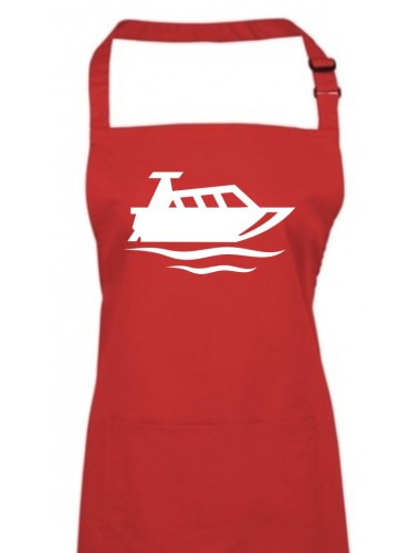 Kochschürze, Motorboot, Yacht, Boot, Kapitän, rot