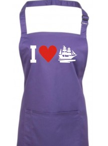 Kochschürze, I Love Segelyacht, Kapitän, purple