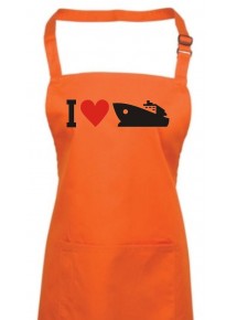 Kochschürze, I Love Yacht, Boot, Kapitän, Skipper, orange