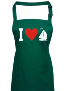 Kochschürze, I Love Segelboot, Kapitän, bottlegreen