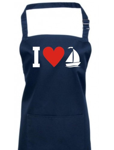 Kochschürze, I Love Segelboot, Kapitän, navy