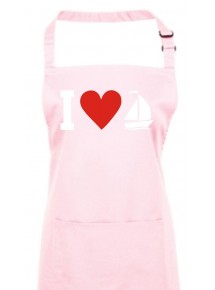 Kochschürze, I Love Segelboot, Kapitän, pink