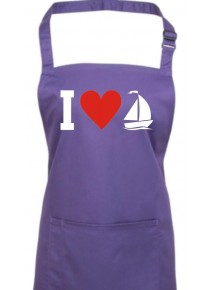 Kochschürze, I Love Segelboot, Kapitän, purple