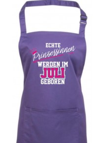 Kochschürze Echte Prinzessinnen werden im JULI geboren, purple