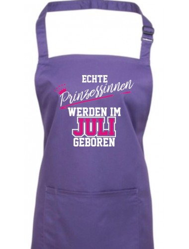 Kochschürze Echte Prinzessinnen werden im JULI geboren, purple