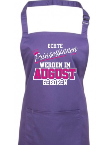 Kochschürze Echte Prinzessinnen werden im AUGUST geboren, purple