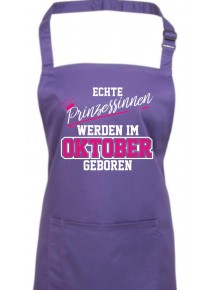 Kochschürze Echte Prinzessinnen werden im OKTOBER geboren, purple