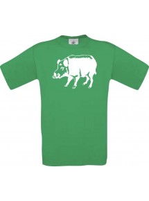 Cooles Kinder-Shirt Tiere Schwein Eber Sau Ferkel, kellygreen, 104