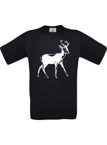 Cooles Kinder-Shirt Tiere Rehbock, Reh, schwarz, 104