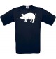 Cooles Kinder-Shirt Tiere Schwein, Eber, Sau, Ferkel, blau, 104