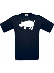 Cooles Kinder-Shirt Tiere Schwein, Eber, Sau, Ferkel, blau, 104