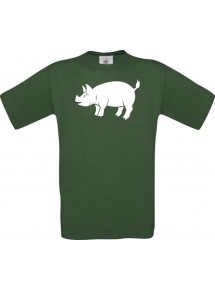 Cooles Kinder-Shirt Tiere Schwein, Eber, Sau, Ferkel, dunkelgruen, 104