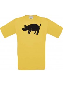 Cooles Kinder-Shirt Tiere Schwein, Eber, Sau, Ferkel, gelb, 104
