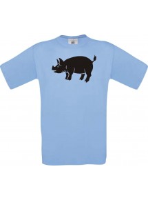 Cooles Kinder-Shirt Tiere Schwein, Eber, Sau, Ferkel, hellblau, 104