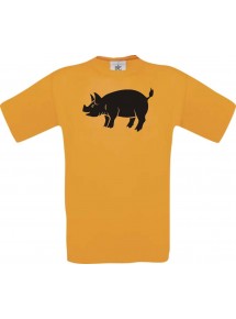 Cooles Kinder-Shirt Tiere Schwein, Eber, Sau, Ferkel, orange, 104