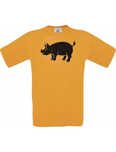Cooles Kinder-Shirt Tiere Schwein, Eber, Sau, Ferkel, orange, 104
