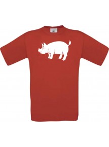 Cooles Kinder-Shirt Tiere Schwein, Eber, Sau, Ferkel, rot, 104