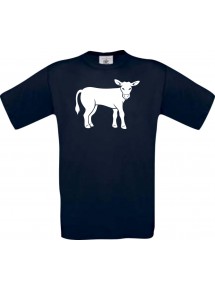 Cooles Kinder-Shirt Tiere Kuh, Bulle, blau, 104