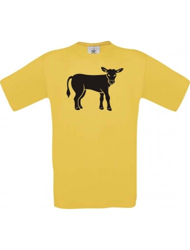 Cooles Kinder-Shirt Tiere Kuh, Bulle, gelb, 104