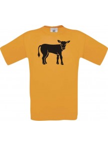Cooles Kinder-Shirt Tiere Kuh, Bulle, orange, 104