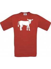Cooles Kinder-Shirt Tiere Kuh, Bulle, rot, 104