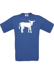 Cooles Kinder-Shirt Tiere Kuh, Bulle, royalblau, 104