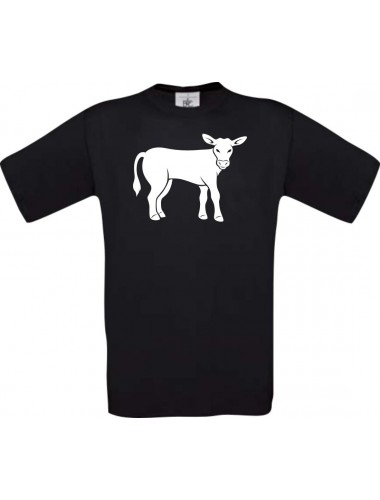 Cooles Kinder-Shirt Tiere Kuh, Bulle, schwarz, 104