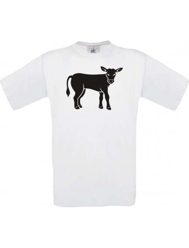 Cooles Kinder-Shirt Tiere Kuh, Bulle, weiss, 104