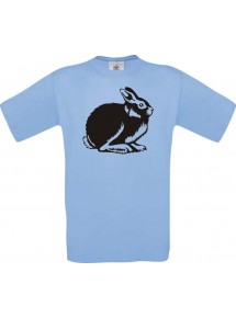 Cooles Kinder-Shirt Tiere Hase, Rammler, Häschen, hellblau, 104