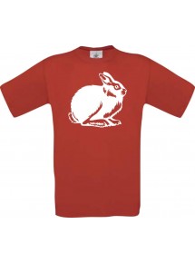 Cooles Kinder-Shirt Tiere Hase, Rammler, Häschen, rot, 104
