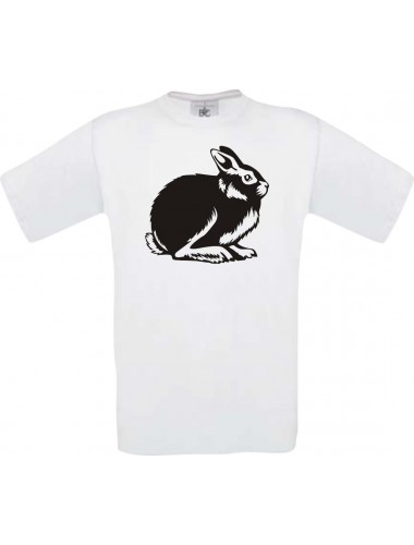 Cooles Kinder-Shirt Tiere Hase, Rammler, Häschen, weiss, 104