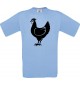 Cooles Kinder-Shirt Tiere Hahn, Chicken, hellblau, 104