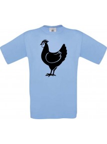 Cooles Kinder-Shirt Tiere Hahn, Chicken, hellblau, 104