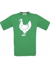 Cooles Kinder-Shirt Tiere Hahn, Chicken, kellygreen, 104